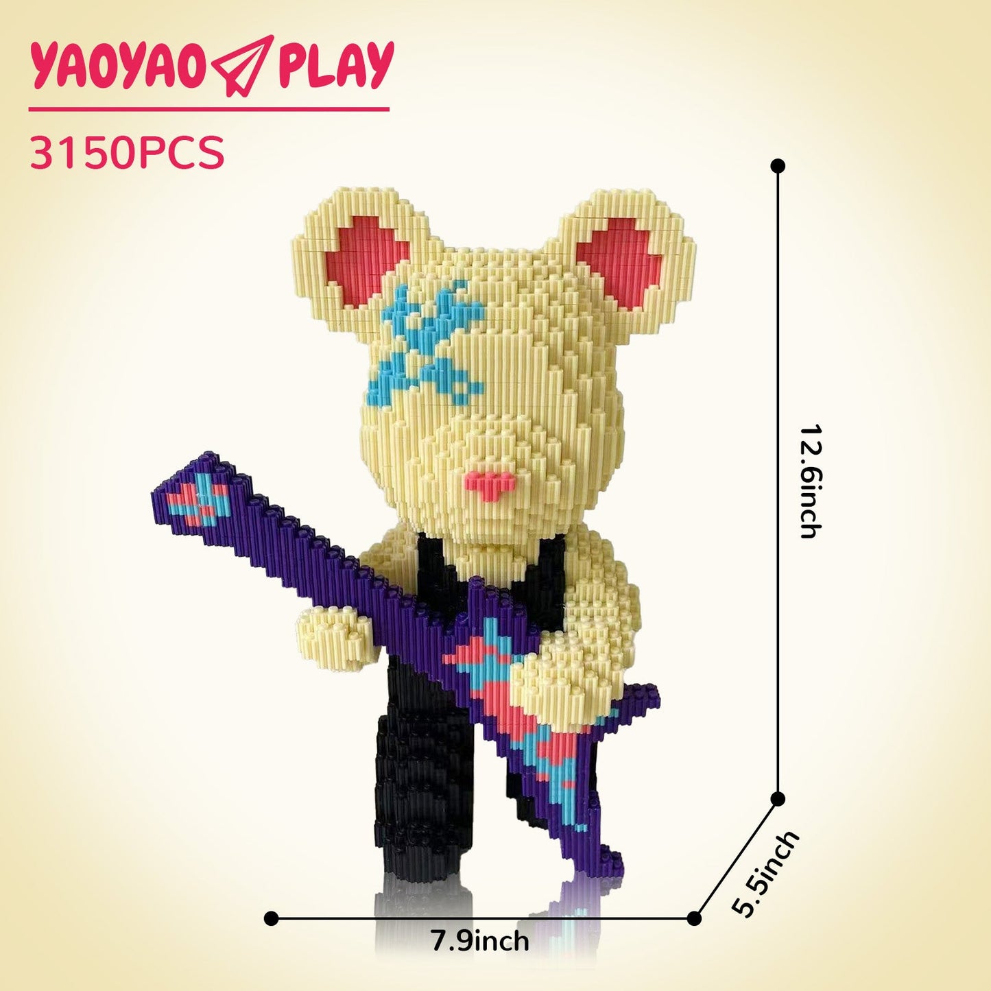 YaoYaoPlay DY Singing Bear Building Block Toy – 3680PCS with Storage | Gift for Kids & Adults