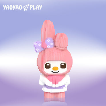 YaoYaoPlay Pink Finger Bunny Building Block Set