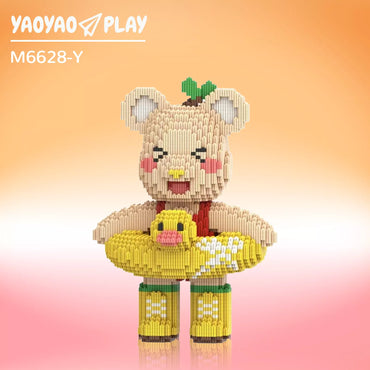 Swimming Bear - Multi Color Compressed Link Small Building Block Series